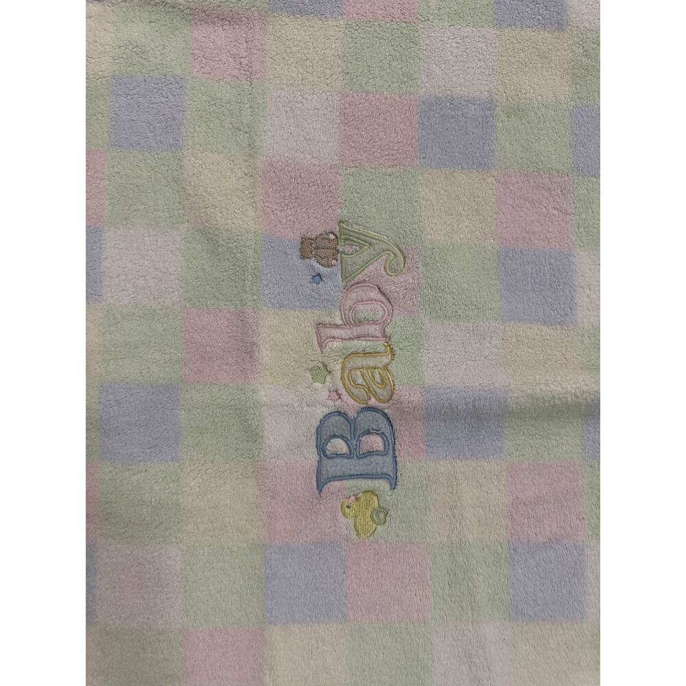 Baby Connection Pastel Square Patchwork BABY Applique Blanket Pink Blue Yellow